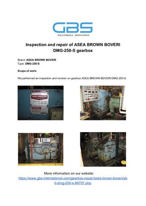 Inspection And Repair Of ASEA BROWN BOVERI DMG 250 S Gearbox