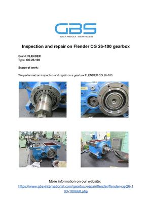 Inspection And Repair On Flender CG 26 100 Gearbox