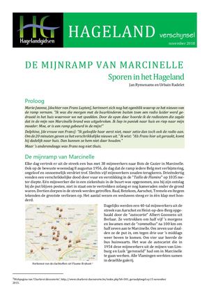 MIJNRAMP VAN MARCINELLE Sporen in het Hageland
