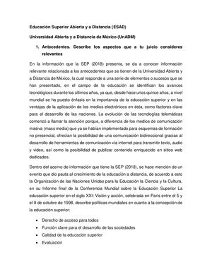 Educación Superior Abierta Y A Distancia Cuestionario