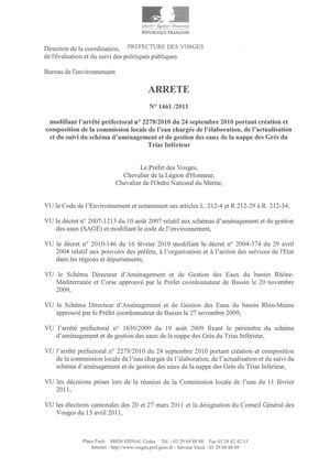 Arr Du 23 Mai 2011 Modifiant La Composition De La Cle Du Sage De La Nappe Des Gti
