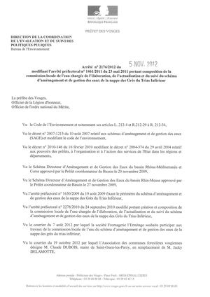 Ar Du 5 Novembre 2012 Modifiant La Composition De La Cle Du Sage Nappe Des Gti