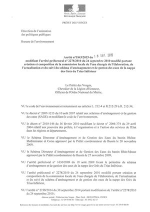 Arrdu 18 Septembre 2015 Modifiant La Composition De La Cle Du Sage De La Nappe Des Gti