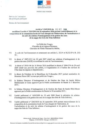 Arrêté 18 Octobre 2018