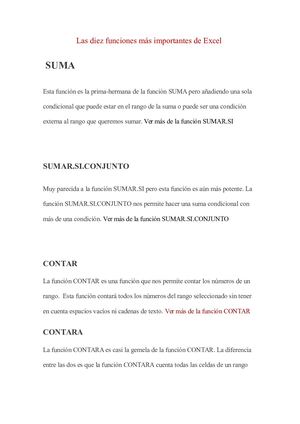 Las Diez Funciones Más Importantes De Excel
