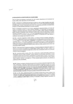 La Educación en la Constitución del Ecuador
