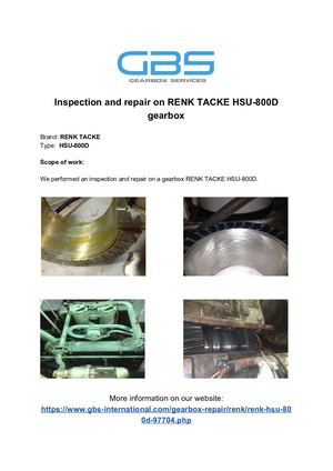 Inspection And Repair On RENK TACKE HSU 800D Gearbox