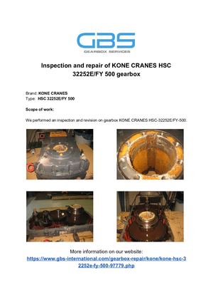 Inspection And Repair Of KONE CRANES HSC 32252E%2FFY 500 Gearbox