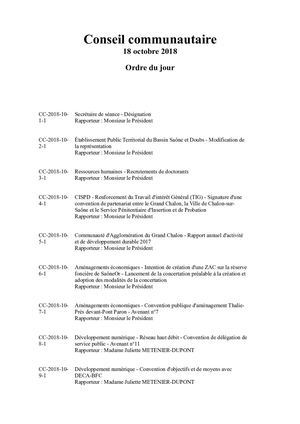 Délibérations 18 Octobre