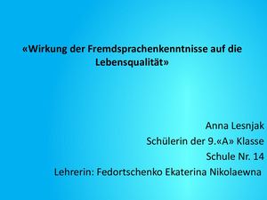 Wirkung der Fremdsprachenkenntnisse auf die Lebensqualität