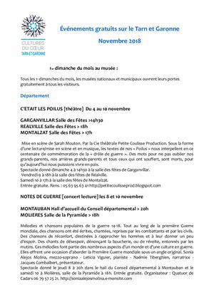 Gratuit Novembre 2018