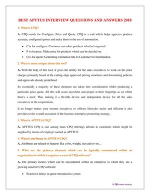 BEST APTTUS INTERVIEW QUESTIONS AND ANSWERS 2018