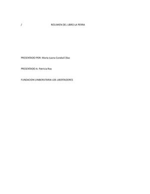 Resumen Del Libro La Perra