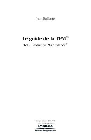 Chapitre 3 : Objectifs de la TPM®