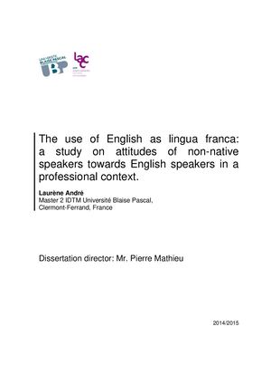 The Use Of English As Lingua Franca Laurene Andre 2015