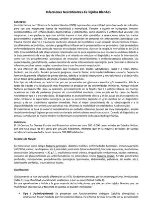 Resumen Infecciones Necrotizantes De Tejidos Blandos