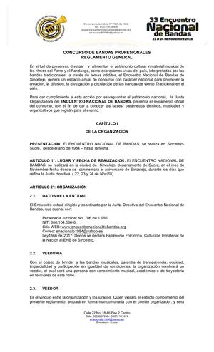 Reglamento General Concurso Bandas