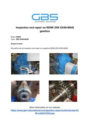 Inspection And Repair On RENK ZSK 83%2F90 M240 Gearbox