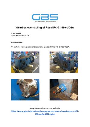 Gearbox Overhauling Of Rossi RC 21 180 UO2A