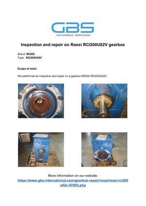 Inspection And Repair On Rossi RCI200U02V Gearbox