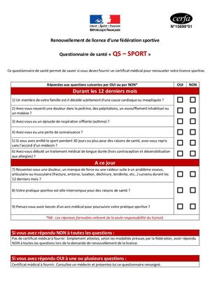 Auto Questionnaire Qs Sport Cerfa 15699