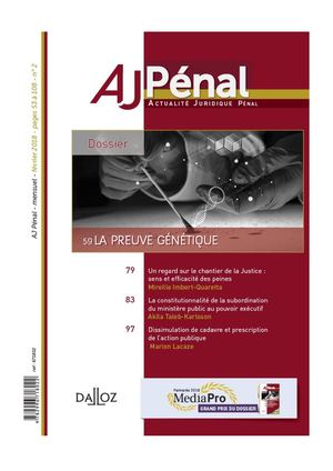 AJ Pénal_Preuve Génétique
