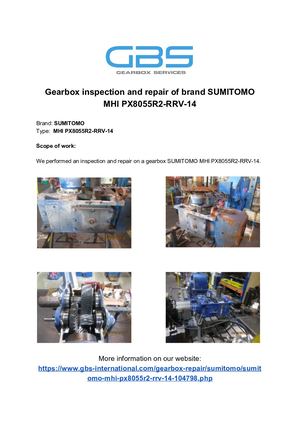 Gearbox Inspection And Repair Of Brand SUMITOMO MHI PX8055R2 RRV 14