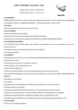 Regulamento 1º Concurso de desenho