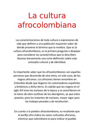La Cultura Afrocolombiana