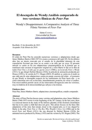 Dialnet El Desengano De Wendy Analisis Comparado De Tres Versiones 4675720