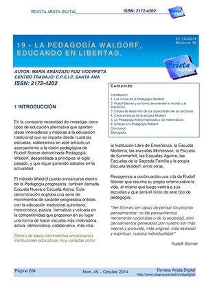 La Pedagogía Waldorf Educando En Libertad