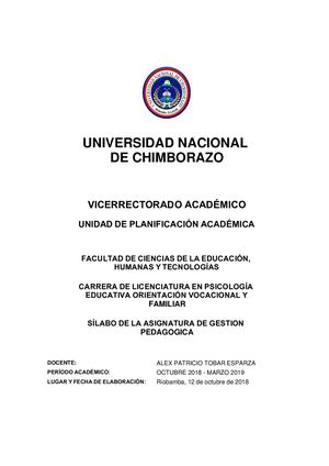 Silabo Gestión Pedagógica Marzo 2019