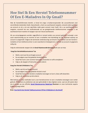 Hoe Stel Ik Een Herstel Telefoonnummer Of Een E-Mailadres In Op Gmail?