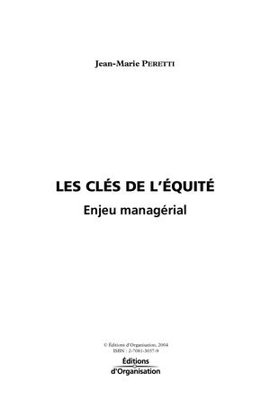 Chapitre 1 - Le sentiment d'équité et le risque de la non-équité
