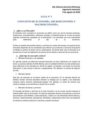 Guia N° 1 Concepto De Economia, Microeconomia Y Macroeconomia