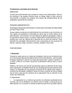 Semana 1 Fundamentos Y Principios De La Dirección
