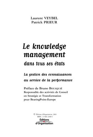 Chapitre 1 - Le knowledge management, une discipline à part entière
