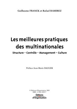 Chapitre 1 - La structure d'organisation des multinationales