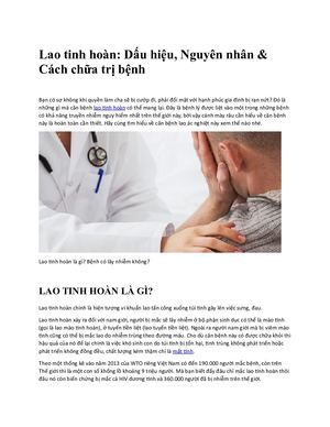 Nguyên nhân, triệu chứng và cách điều trị Lao tinh hoàn