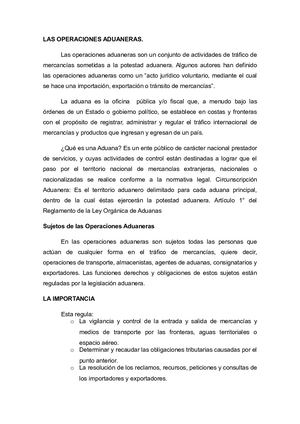 Las Operaciones Aduaneras