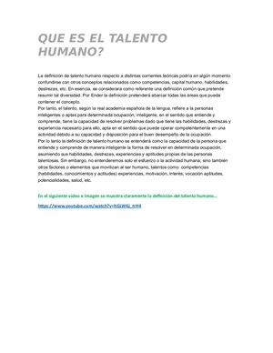 EL TALENTO HUMANO