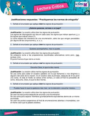 EVALUACION  Practiquemos LAS NORMAS DE ORTOGRAFIA 1 Lectura CRITICA SENA  2018