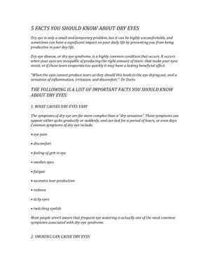 5 Facts You Should Know About Dry Eyes