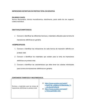 Impresiones Definitivas En Protesis Total En Geriatria