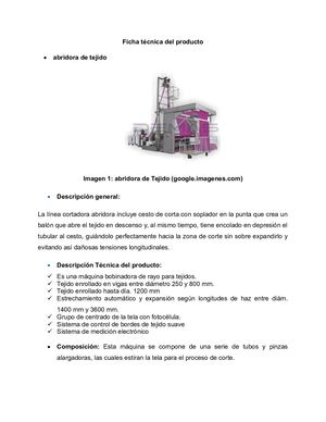 Ficha Tecnica De Abridora Proyecto