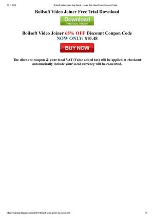 Boilsoft Video Joiner Key Serial Promo Coupon Codes
