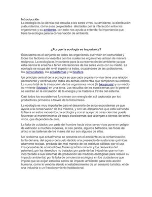 IMPORTANCIA DE LA ECOLOGÍA