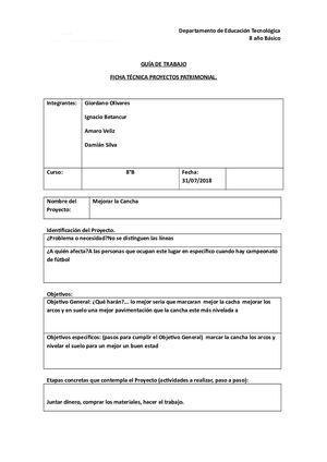 Copia De Primera Nota Ficha Técnica 8vo