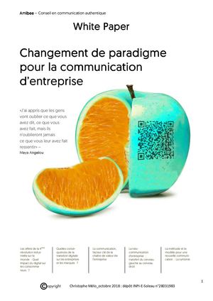 Changement de Paradigme pour la communication d'entreprise