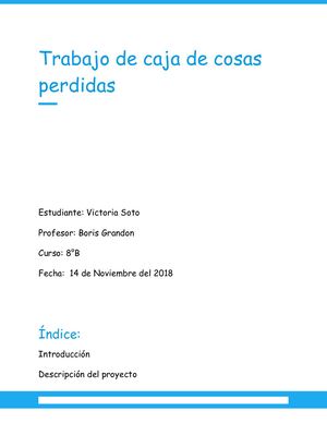 Trabajo De Caja De Cosas Perdidas